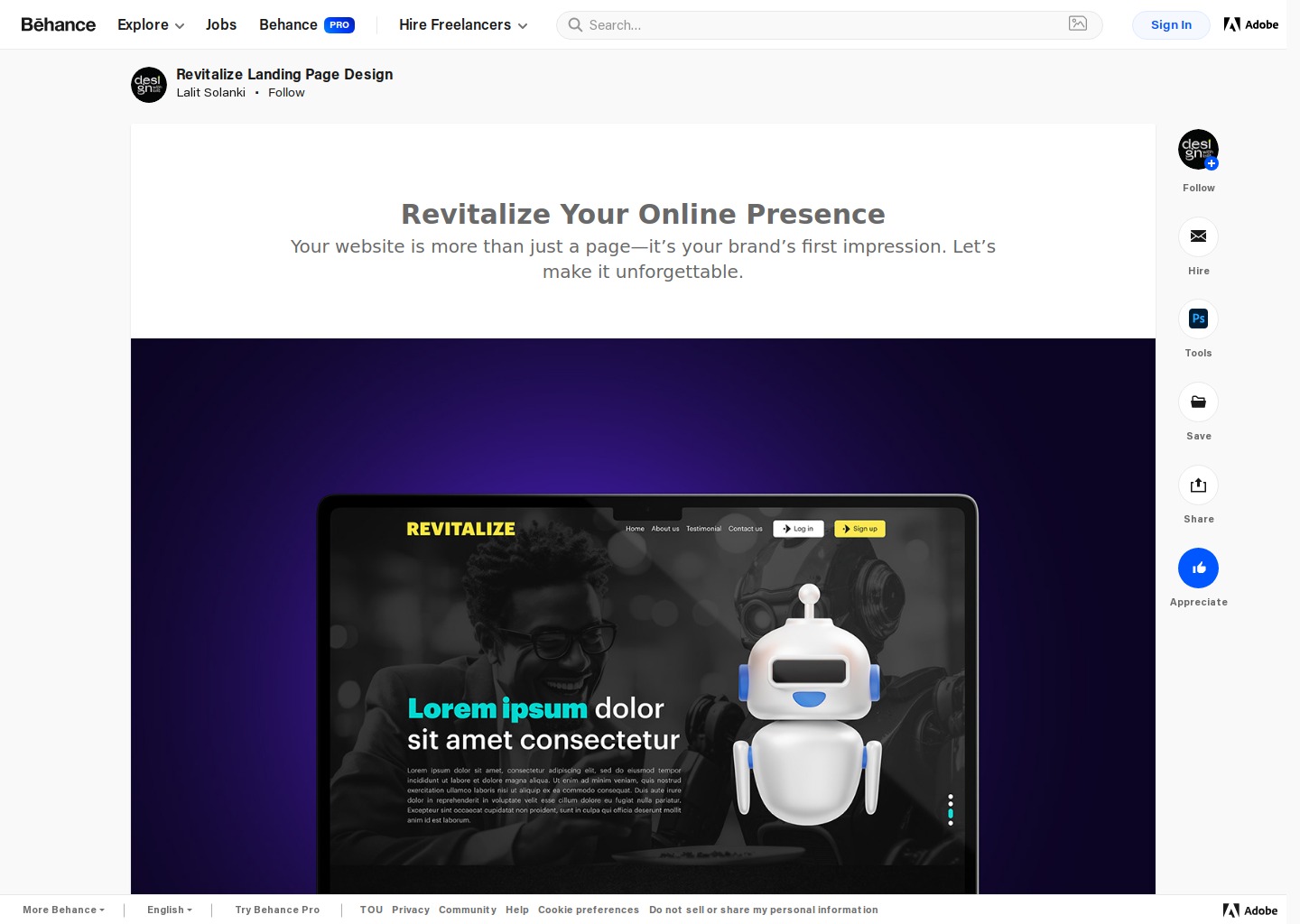 Revitalize Landing Page Design — website design on Landdding