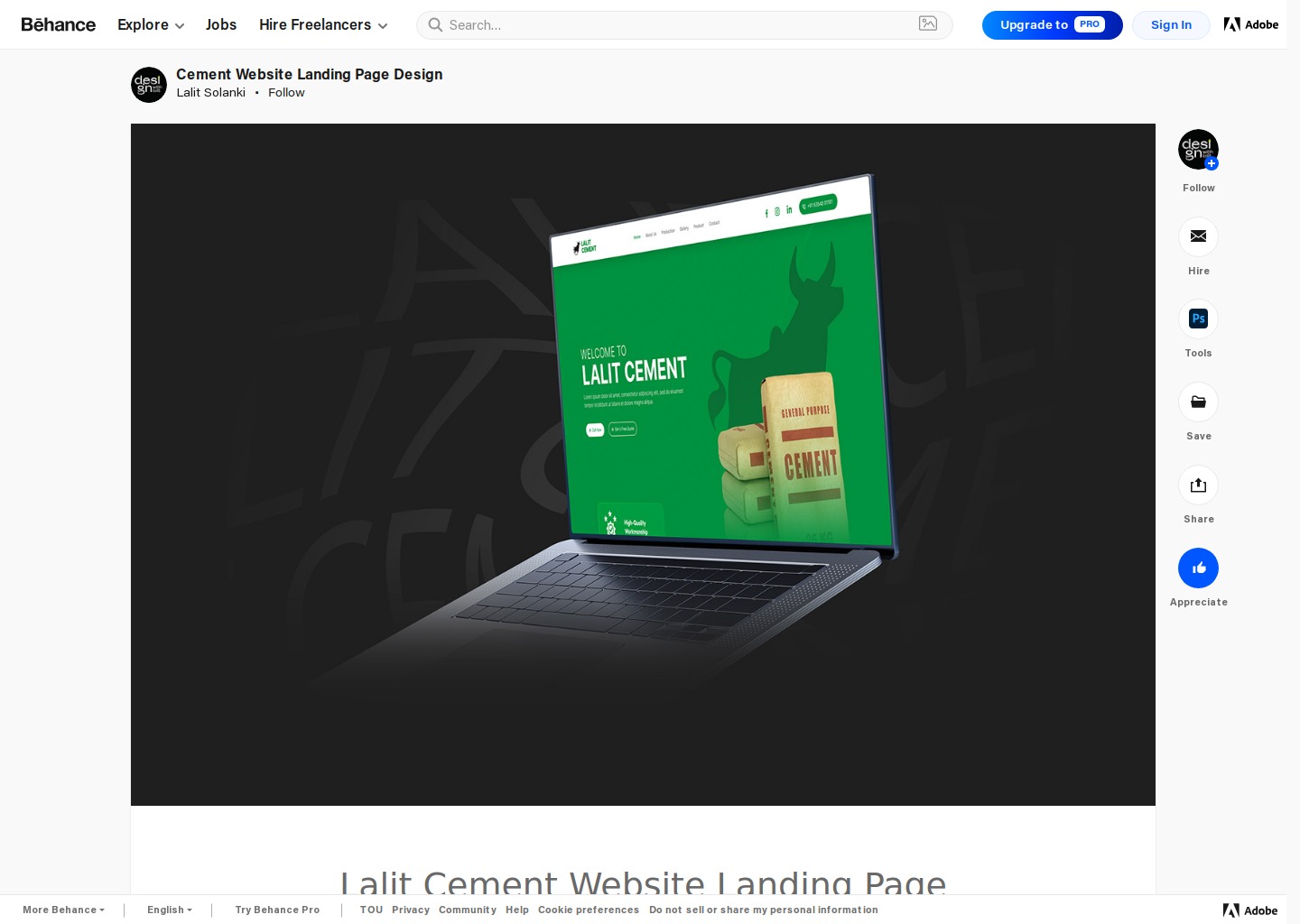 Cement Website Landing Page Design — website design on Landdding