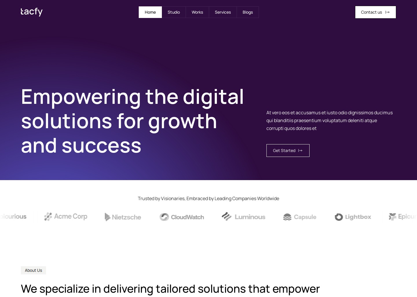 Tacfy - Portfolio & Agency Website Template — website design on Landdding