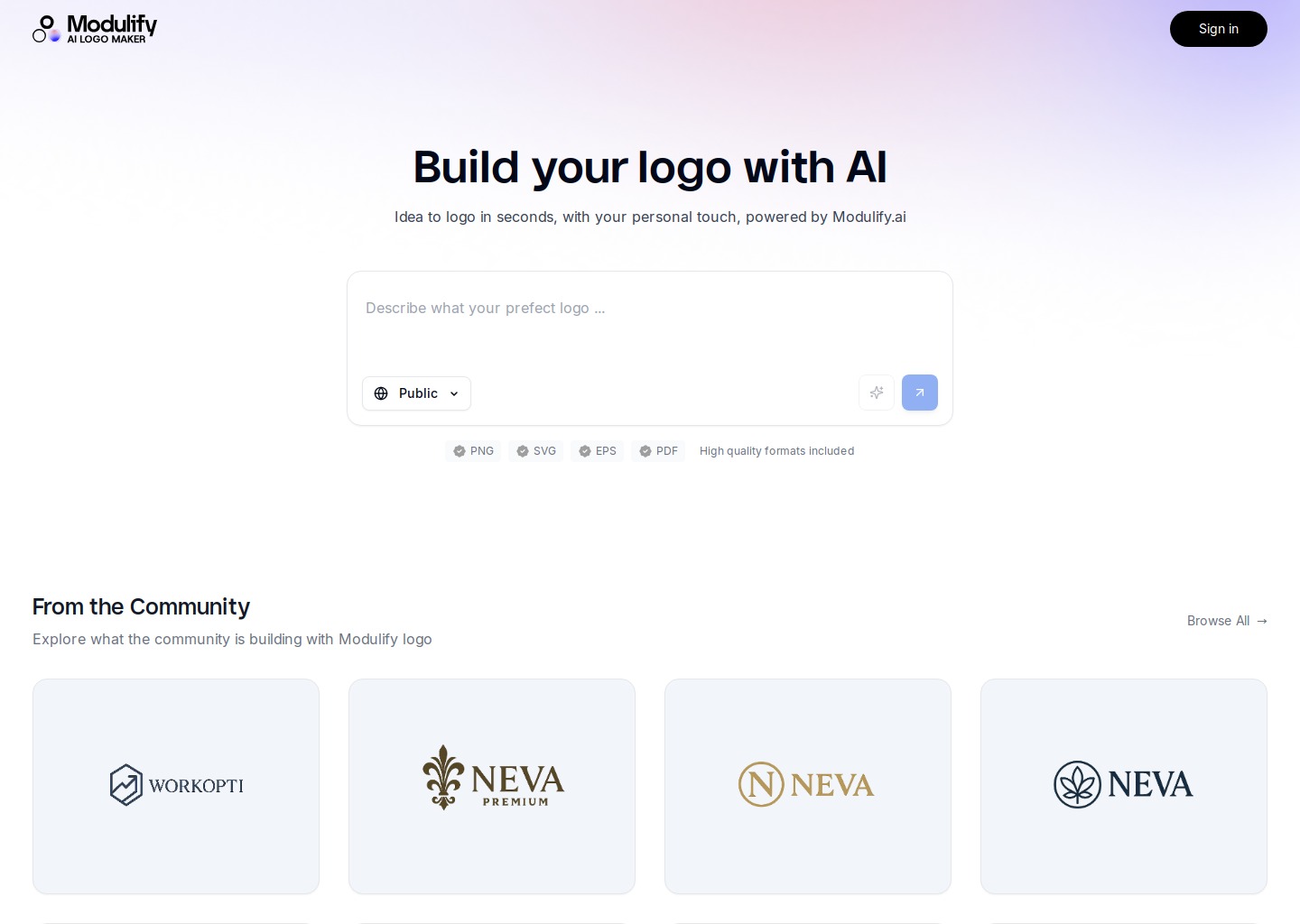 Modulify AI Logo Maker — website design on Landdding