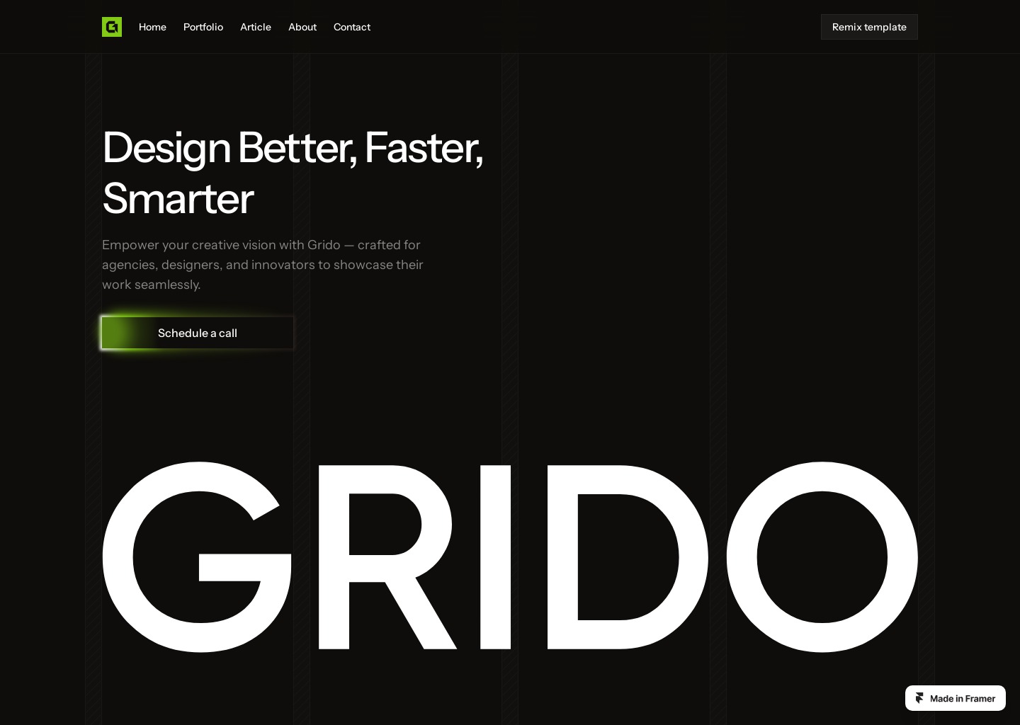 Grido - Framer Template — website design on Landdding