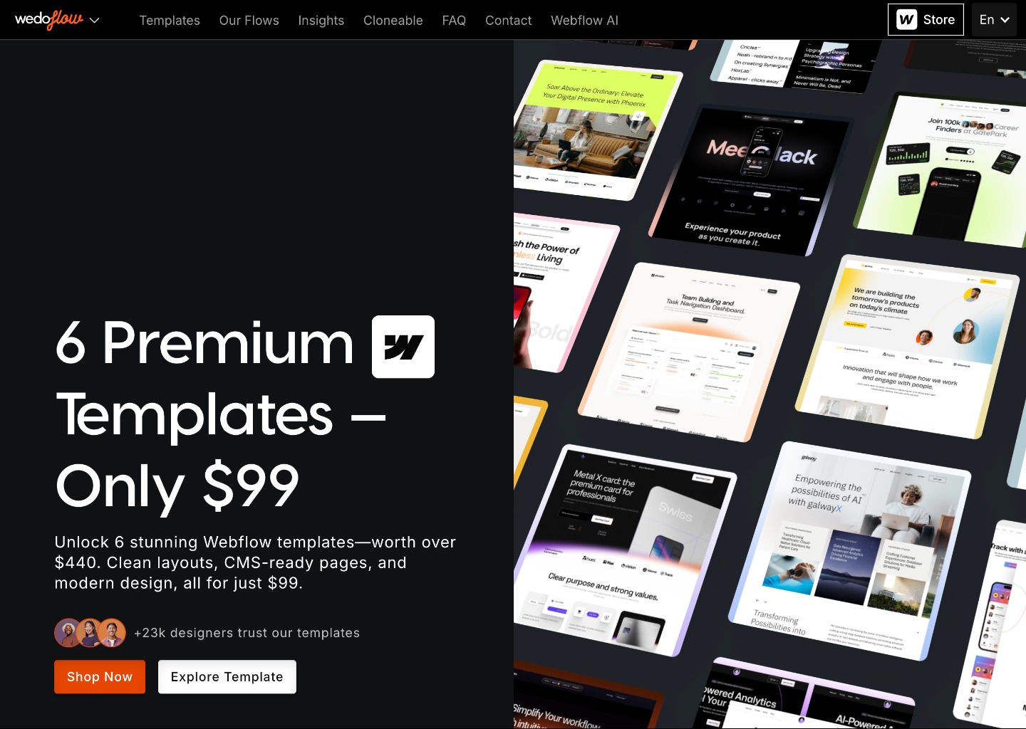 6 Premium Webflow templates -$99 Bundle  — website design on Landdding