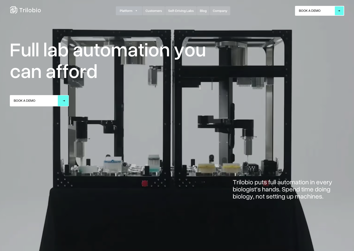 Full Lab Automation You Can Afford - Trilobio — website design on Landdding
