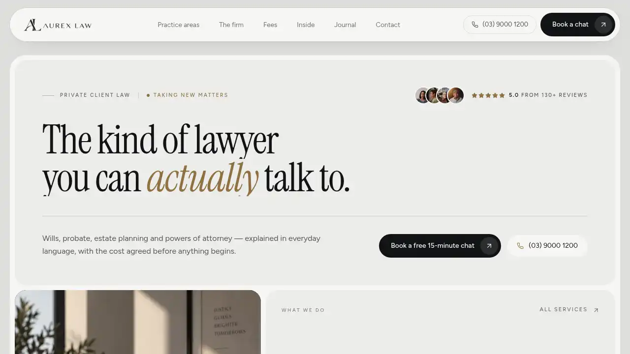 Aurex Law — website design on Landdding
