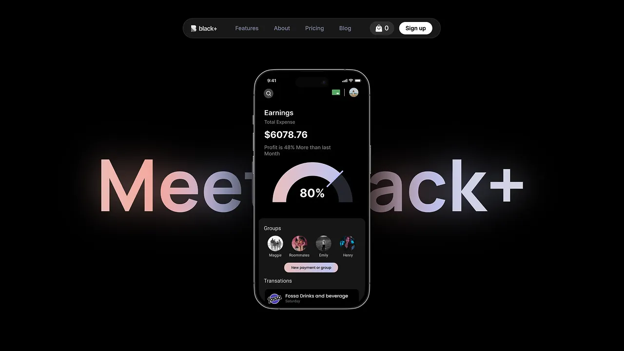 Black Plus — website design on Landdding