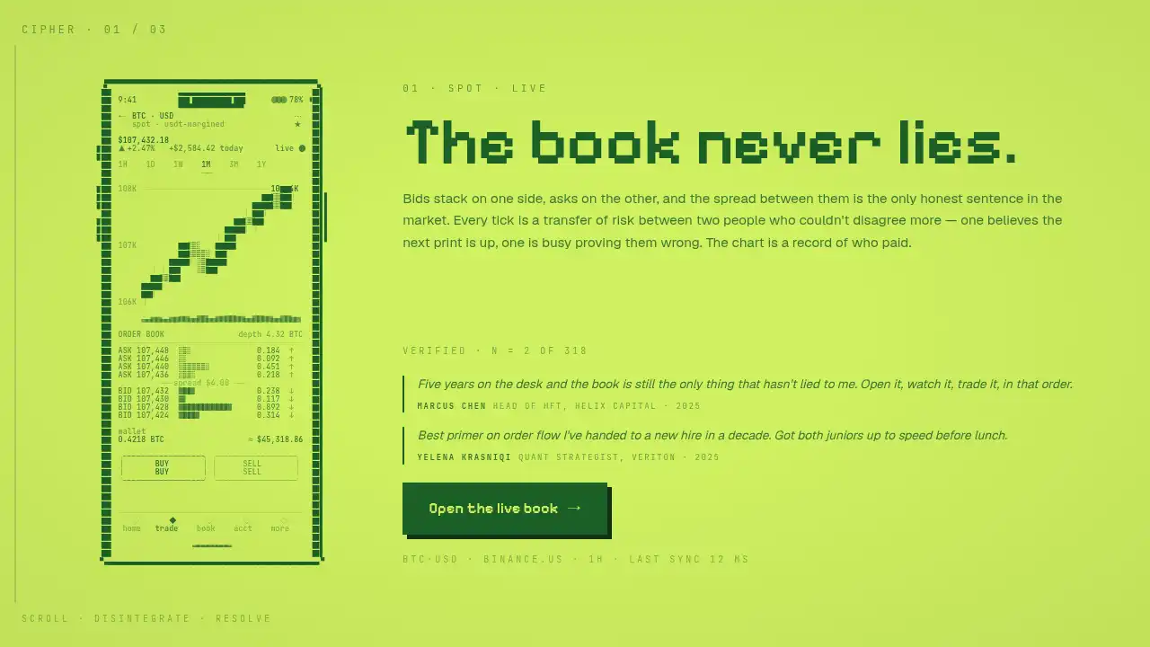 Cipher — website design on Landdding
