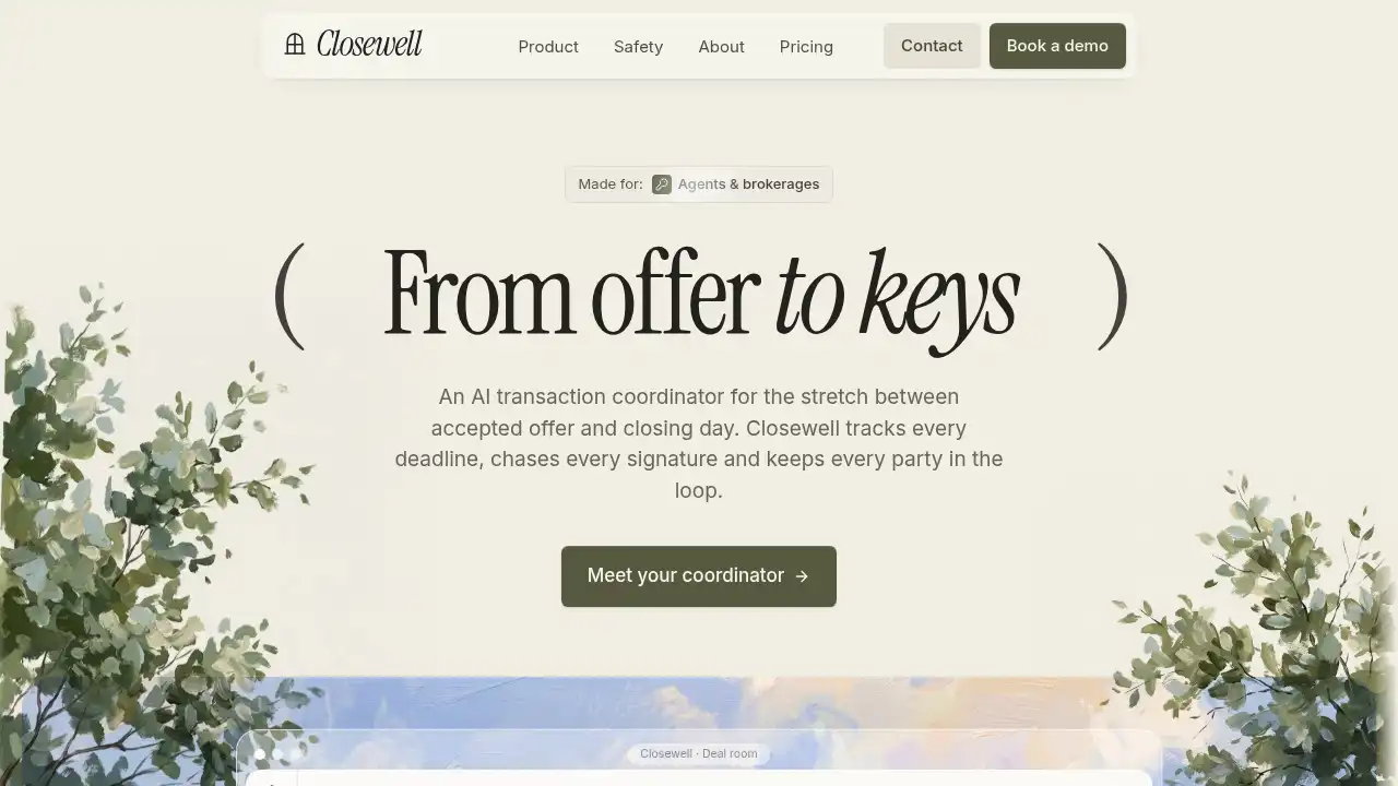 Closewell — website design on Landdding
