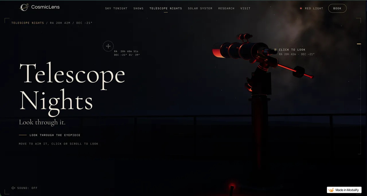 CosmicLens — website design on Landdding