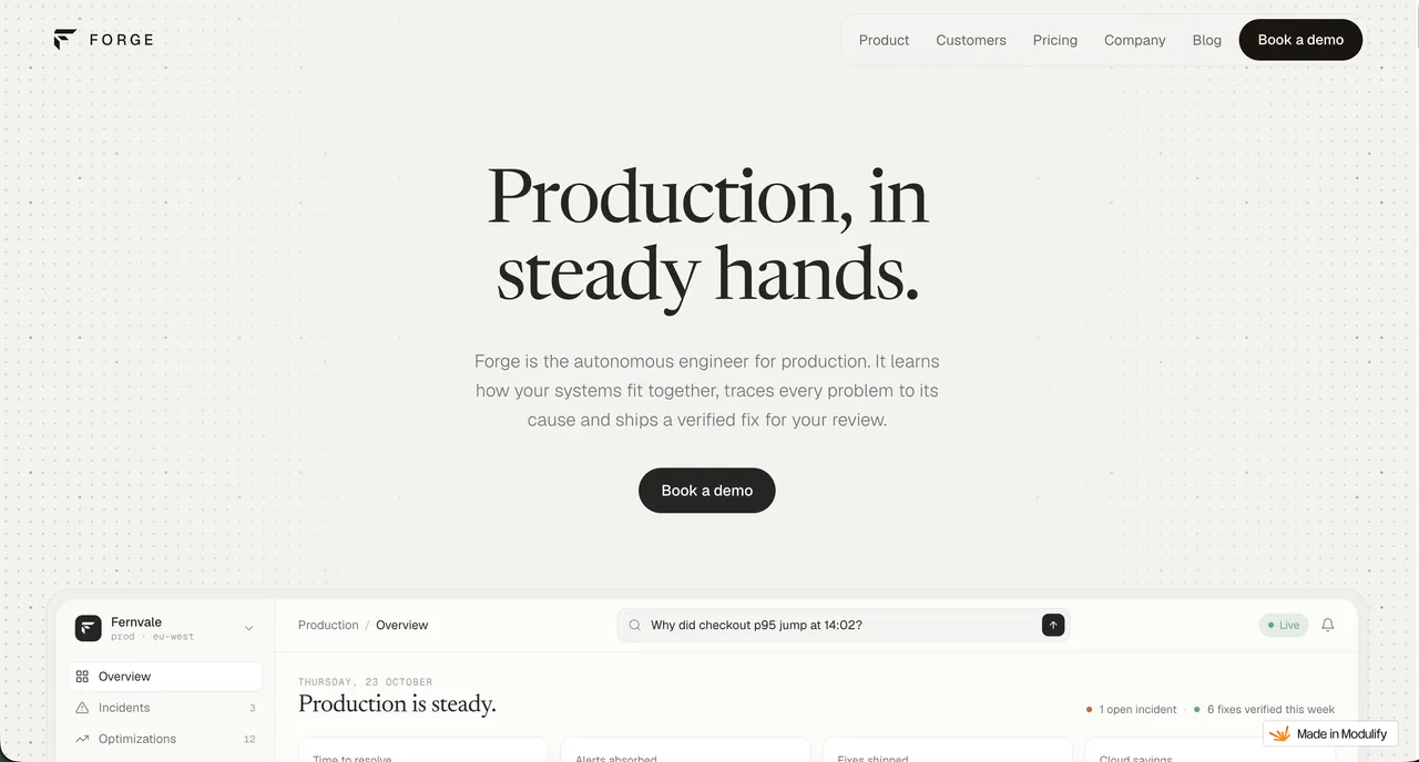 Forge — website design on Landdding