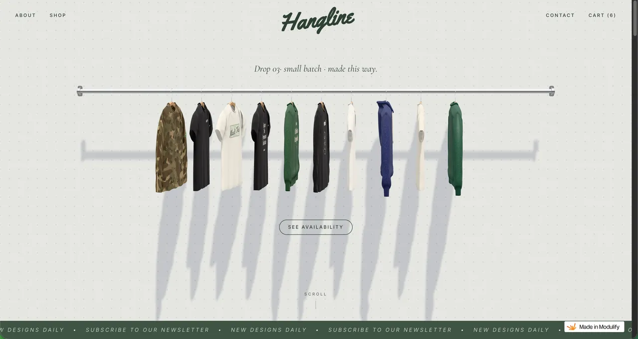 Hangline — website design on Landdding