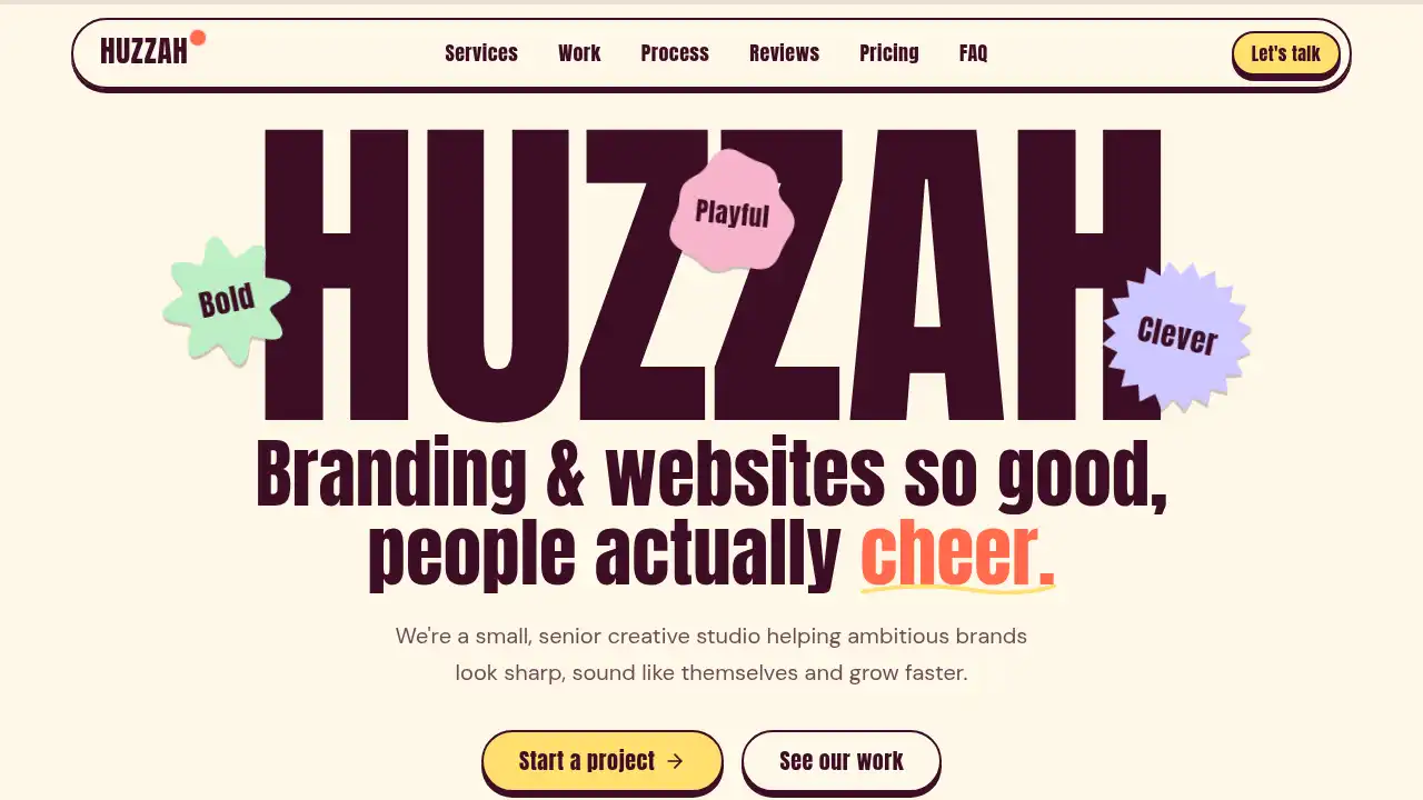 Huzzah Studio — website design on Landdding