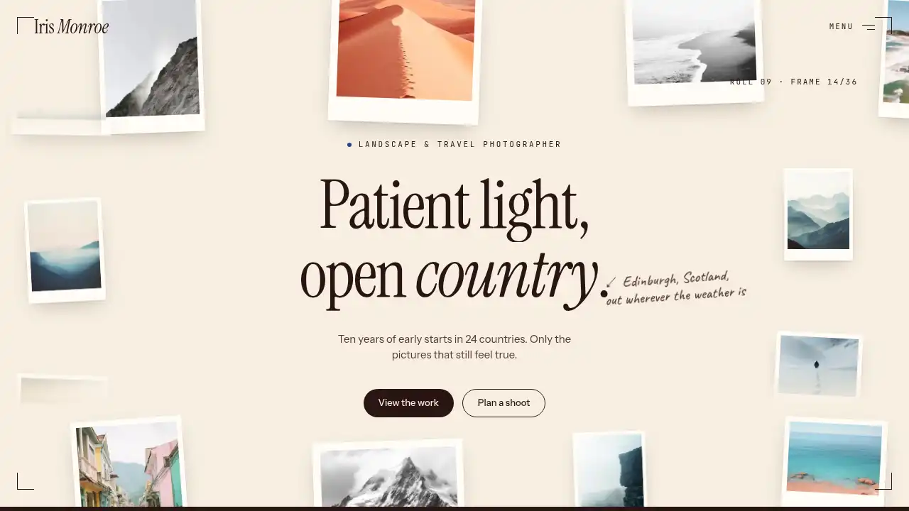 Iris Monroe — website design on Landdding