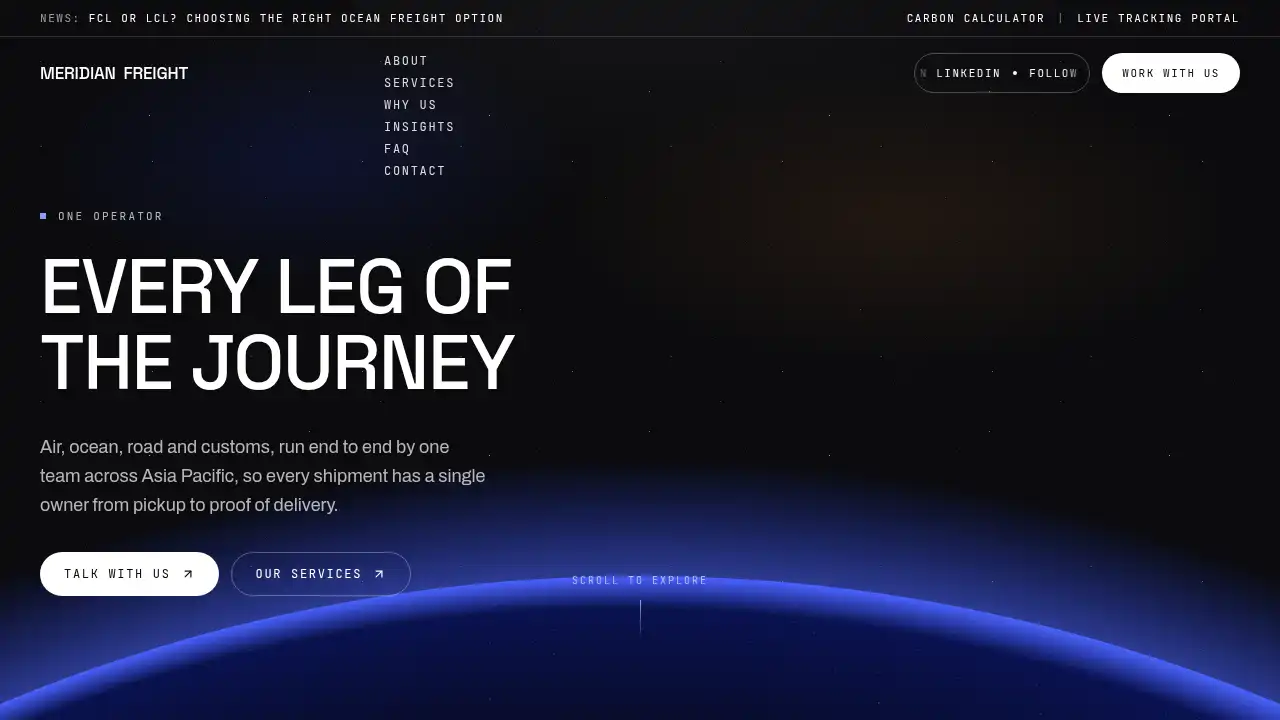 Meridian Freight — website design on Landdding