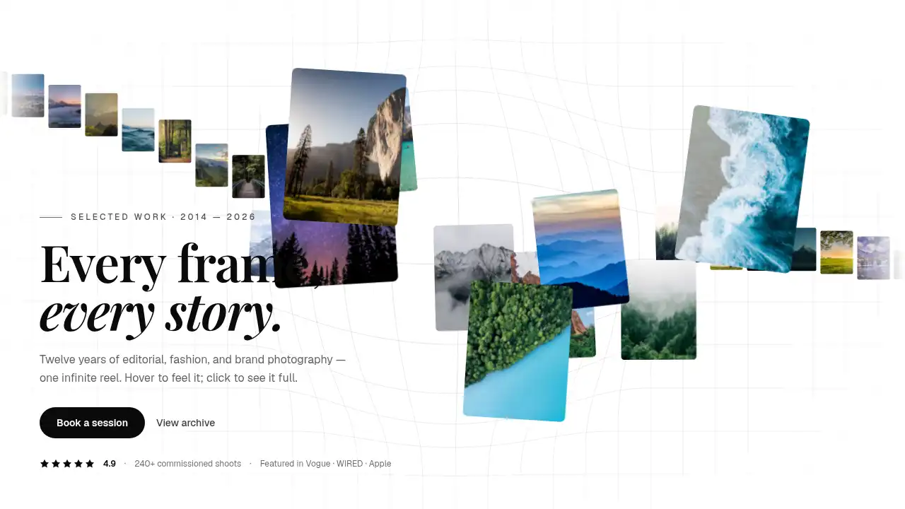 Portfolio Photographer — website design on Landdding