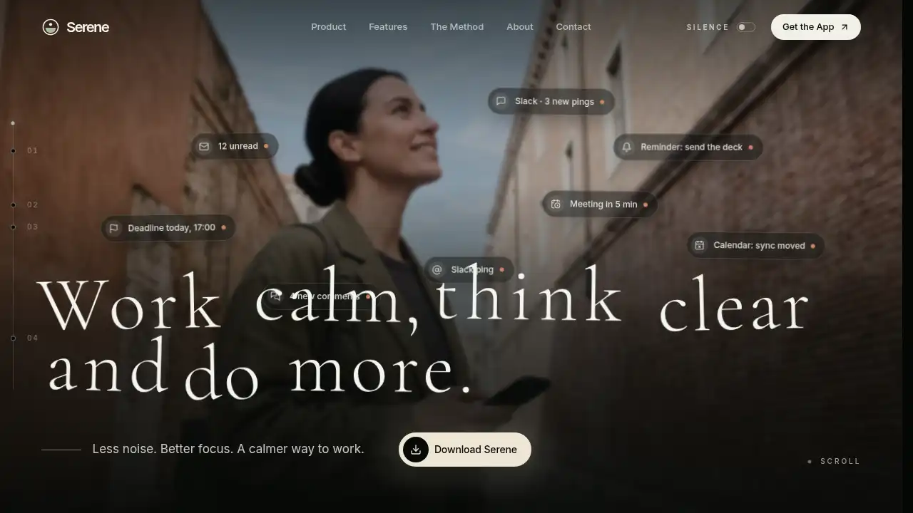 Serene — website design on Landdding