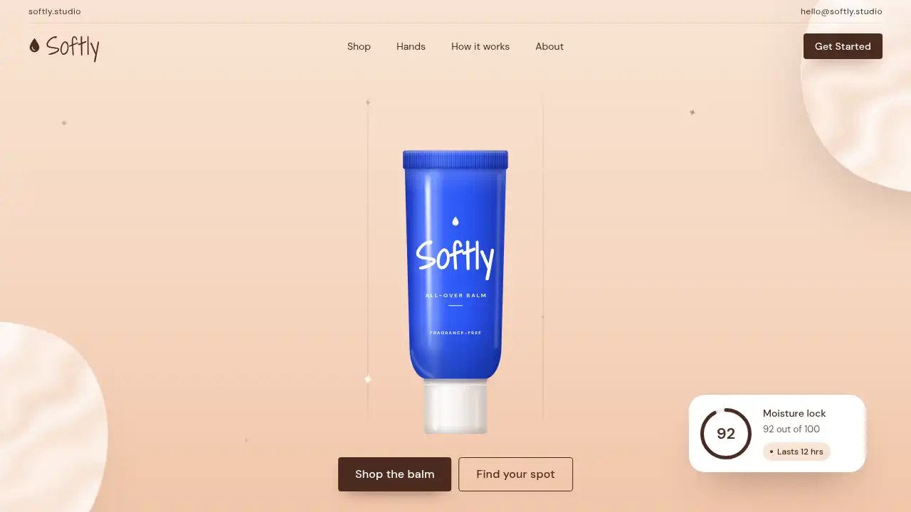 Softly — website design on Landdding