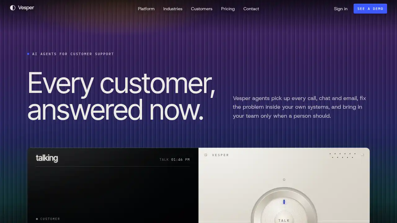 Vesper — website design on Landdding