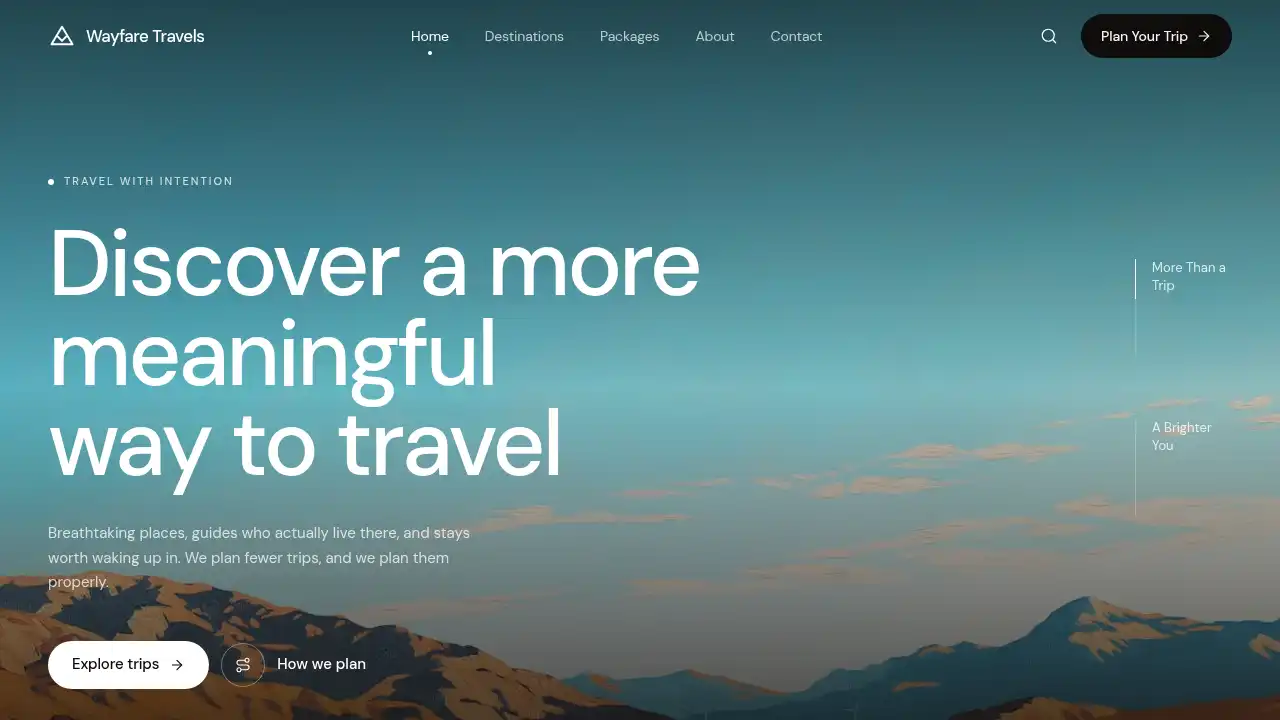 Wayfare Travels — website design on Landdding