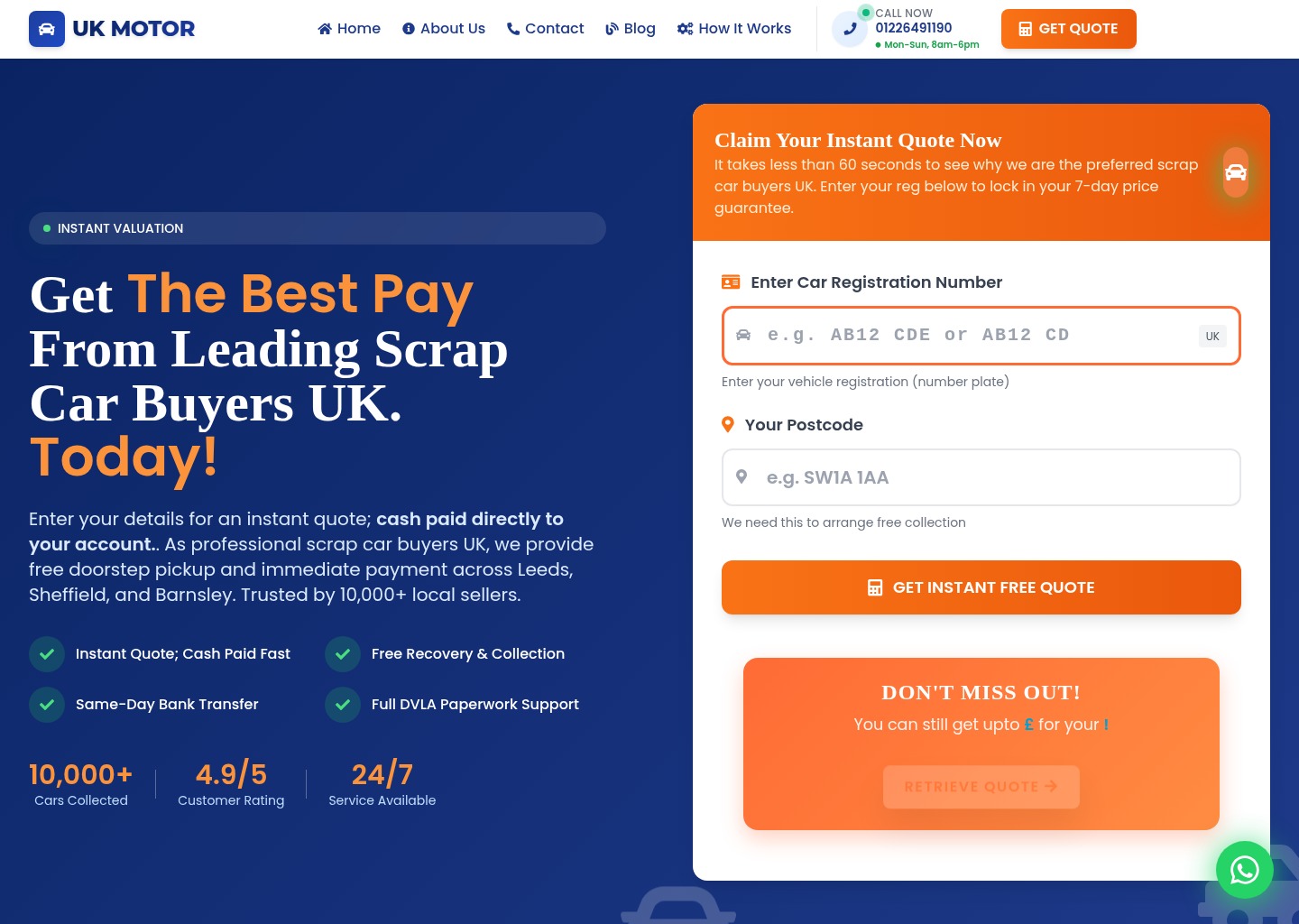 Scrap My Car Yorkshire | Top Cash Paid | UK Motor Buyers — website design on Landdding
