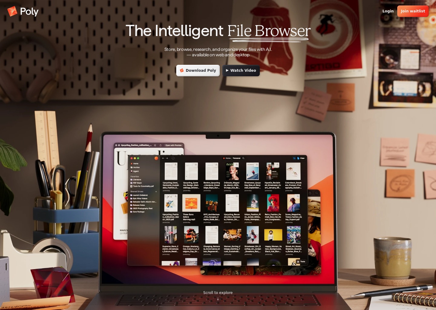 Poly: The Intelligent Cloud File Browser — website design on Landdding