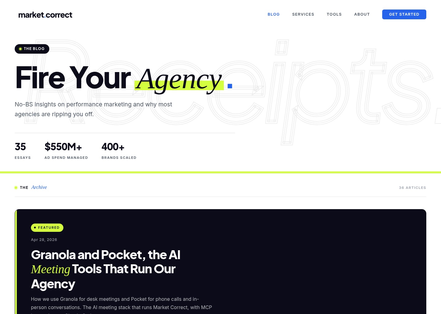 Fire Your Agency | Performance Marketing Blog | Market Correct — website design on Landdding