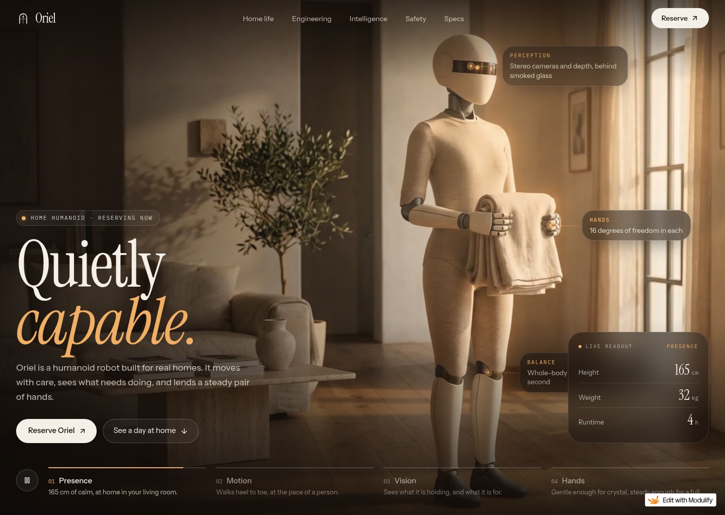 Web template for Robotics | Modulify  — website design on Landdding