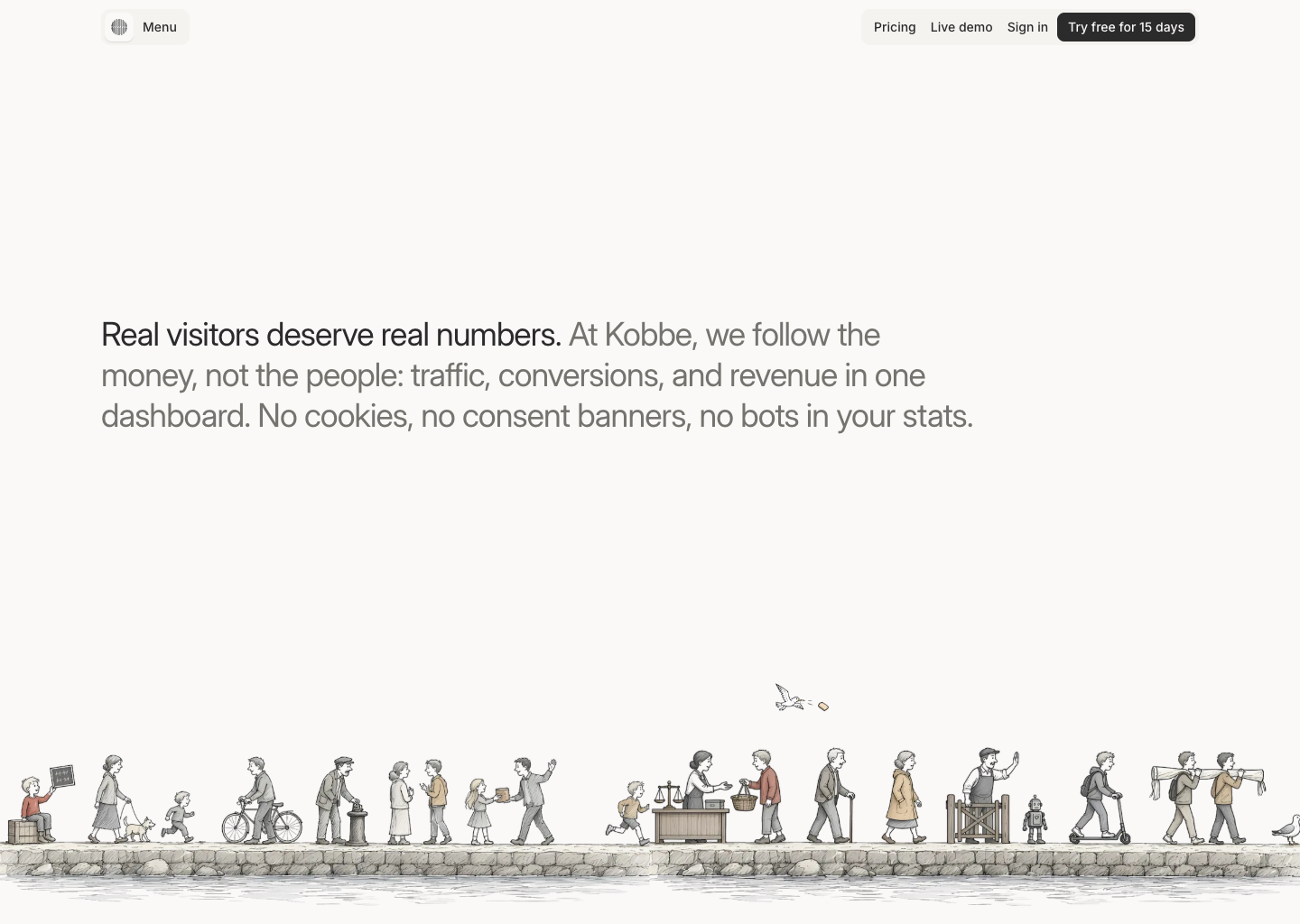 Kobbe: Web analytics that respect your visitors — website design on Landdding