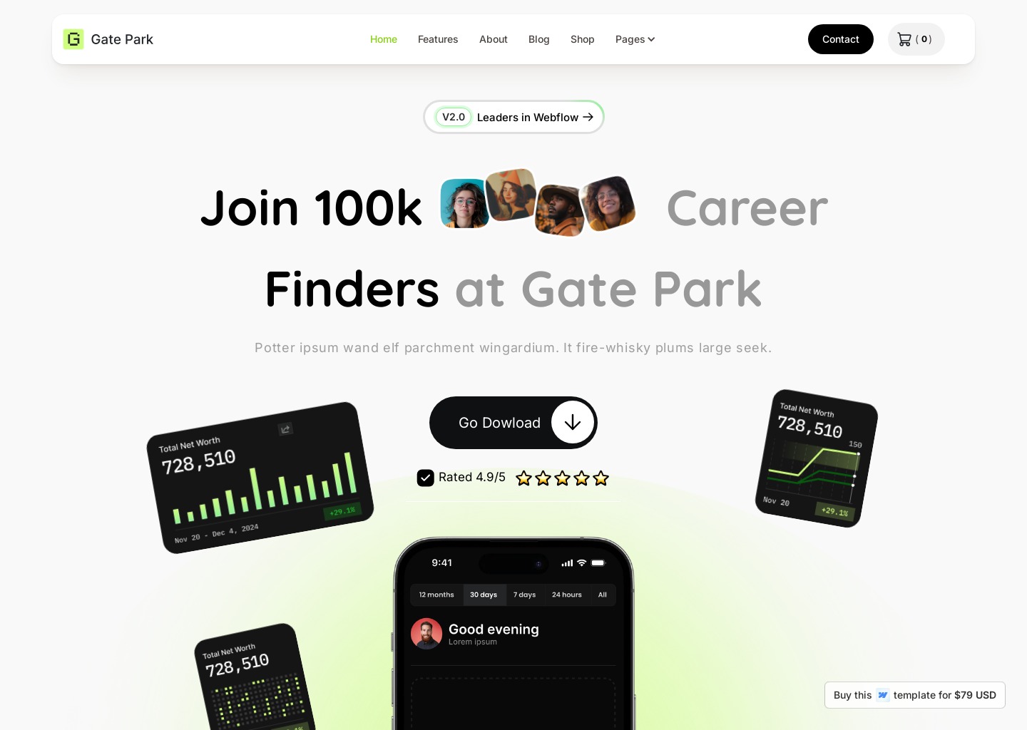 Gate-Park - Webflow Ecommerce website template — website design on Landdding