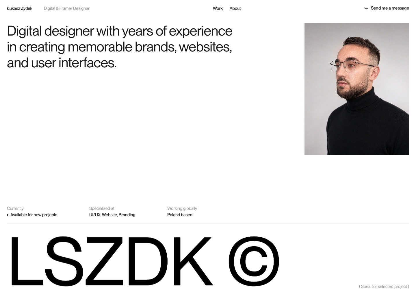 Łukasz Żydek | Digital Designer & Framer Developer — website design on Landdding