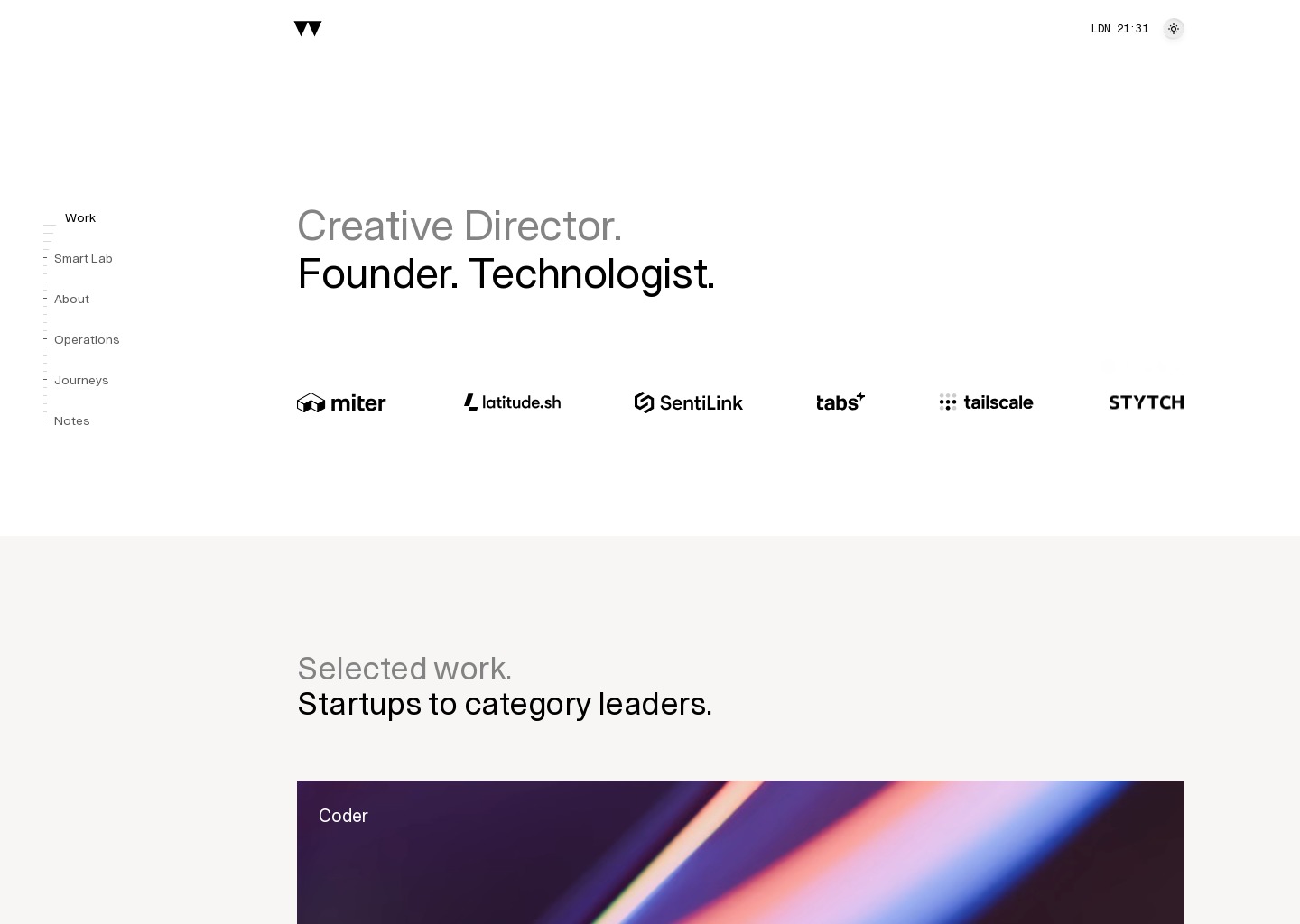 Will Beeching · Creative Director, Founder & Technologist — website design on Landdding