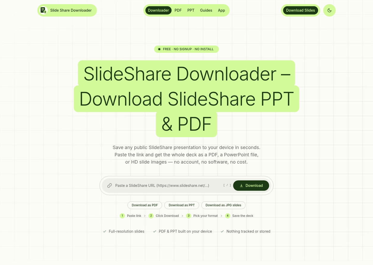 SlideShare Downloader – Free PPT & PDF Download — website design on Landdding