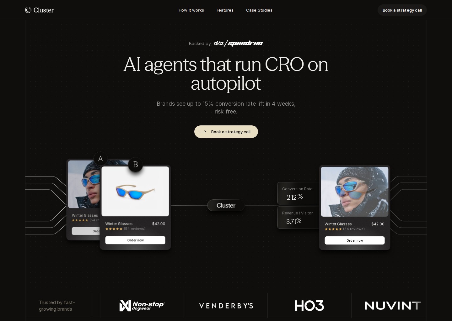 Cluster - Convert more website traffic – automatically — website design on Landdding