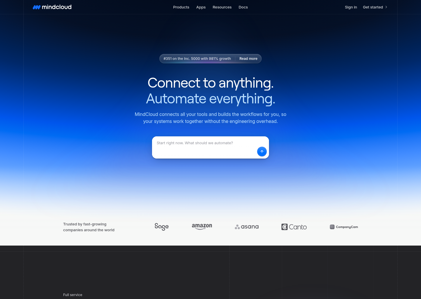 MindCloud - Connect anything, automate everything. — website design on Landdding