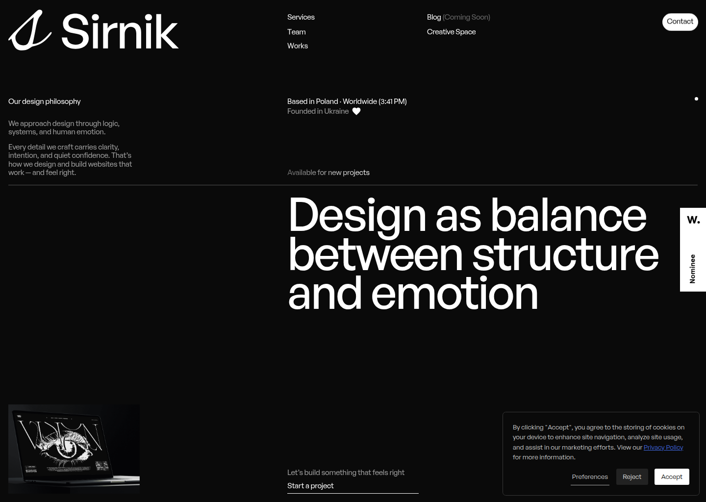 SIRNIK | Design & Development Studio — website design on Landdding