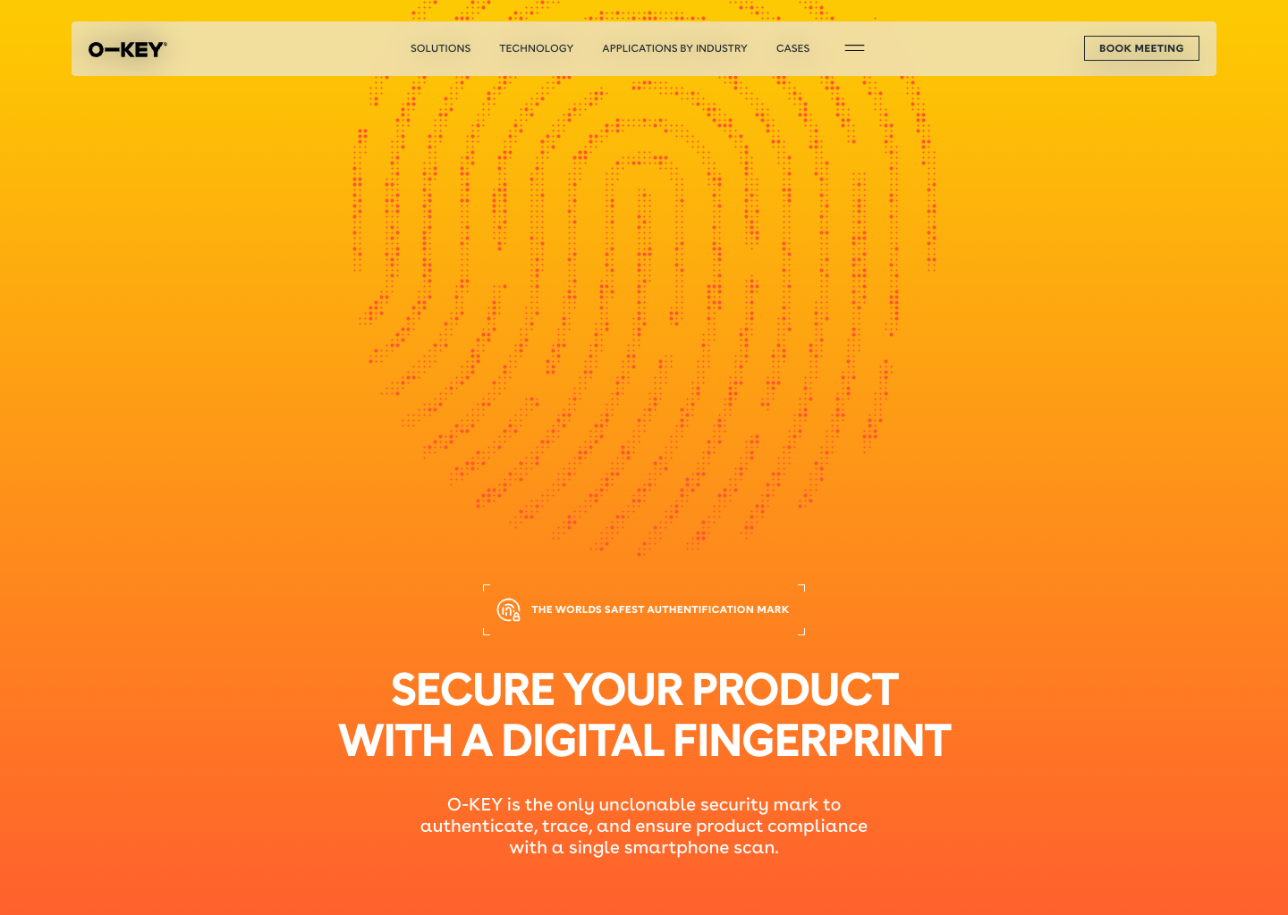 O-KEY | Unclonable Product Authentication, Traceability & Anti-Counterfeit Tech — website design on Landdding