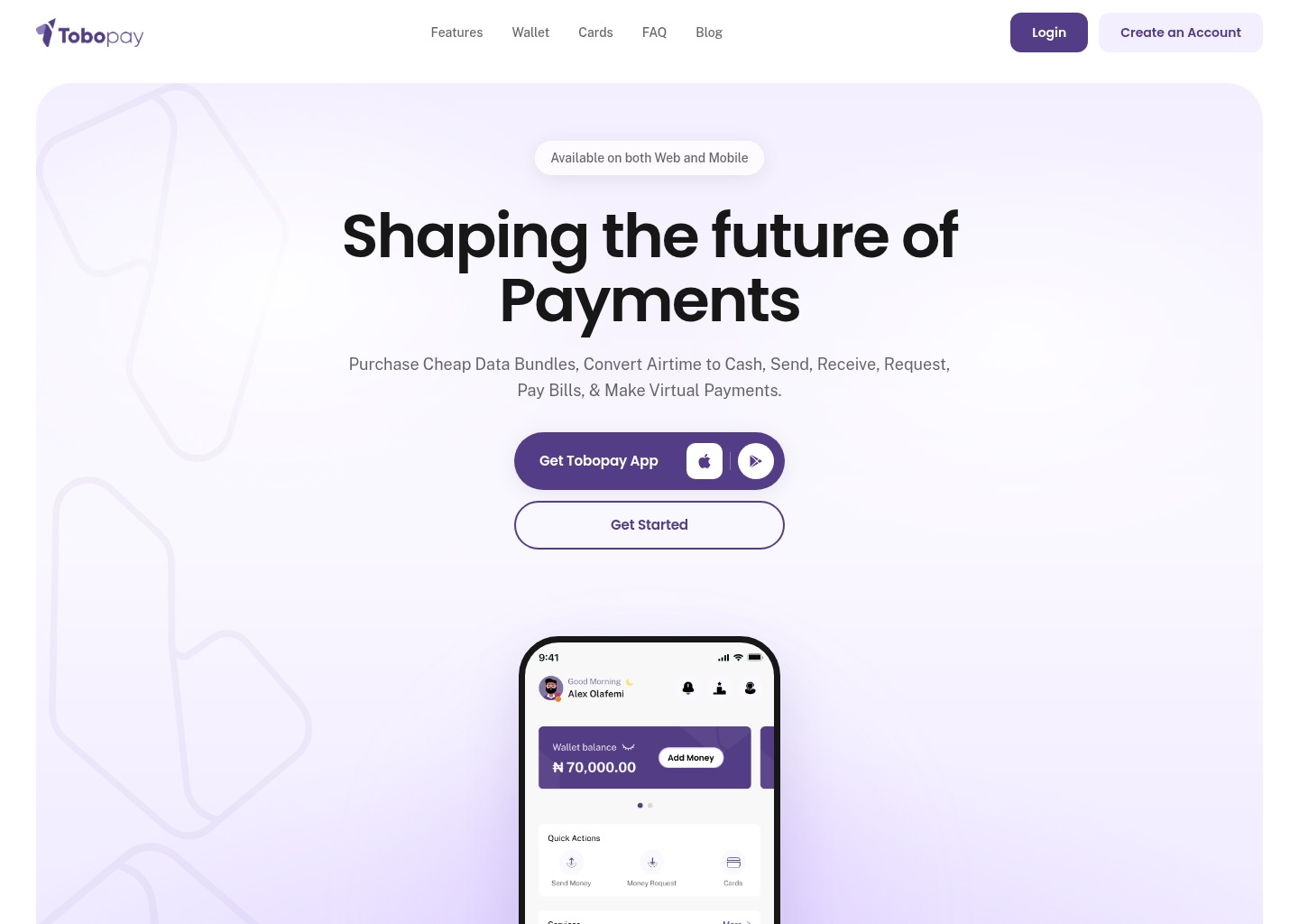 Tobopay | Recharging is Always Simpler — website design on Landdding