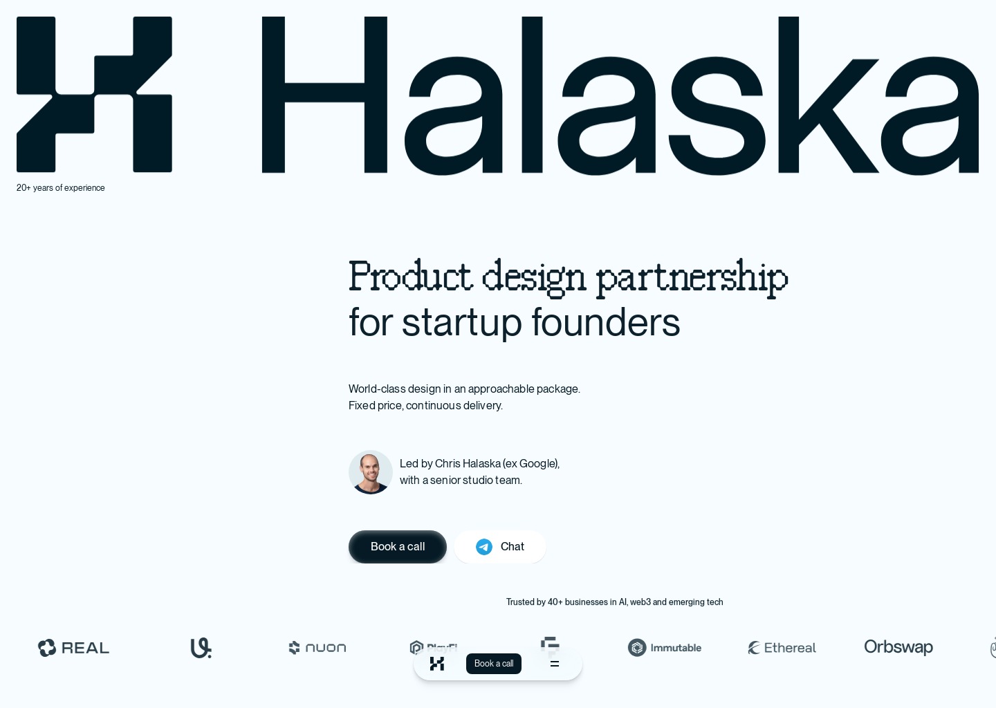 Halaska / Strategic Product Design Studio — website design on Landdding