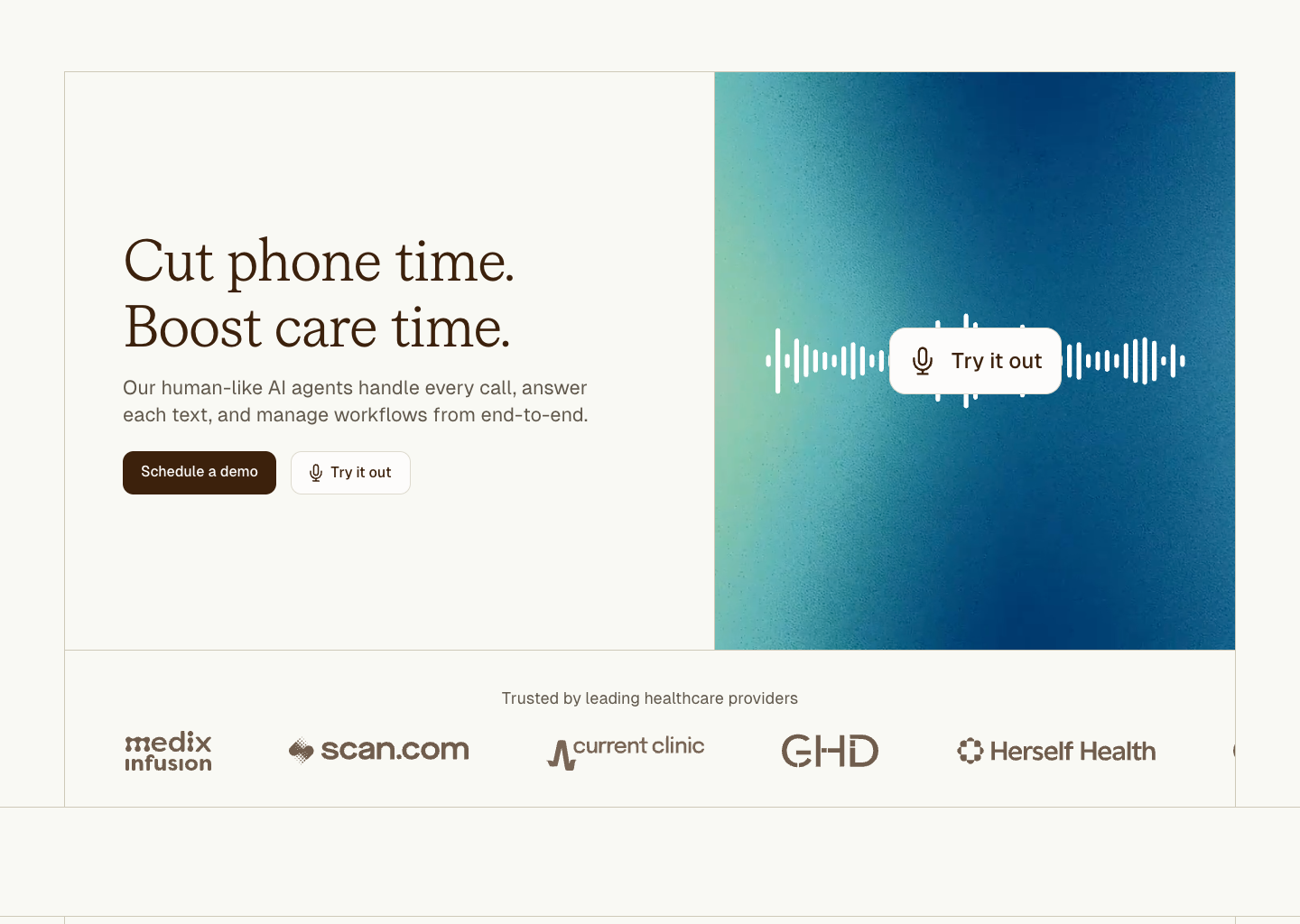 Clarion | Automate phone based workflows with conversational AI — website design on Landdding