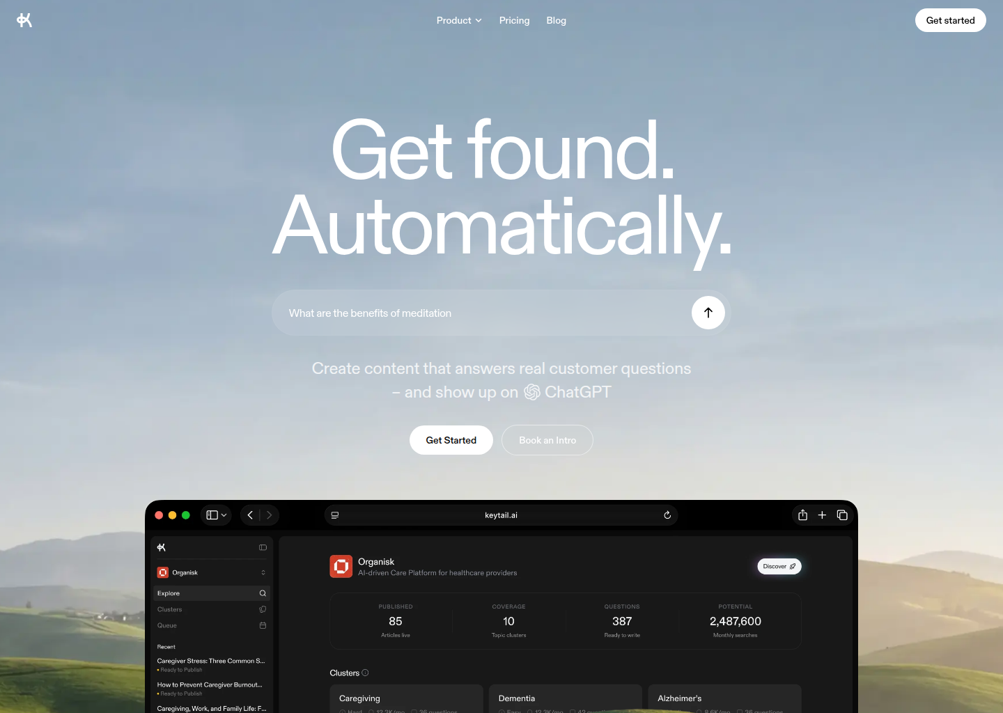 Keytail – Be the Answer Everywhere People Search — website design on Landdding