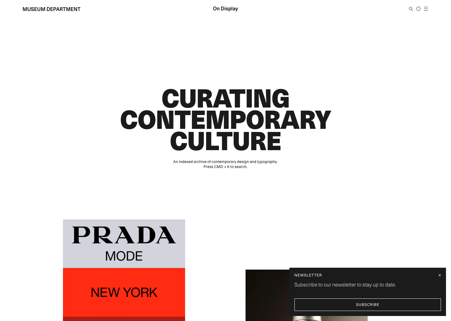 On Display – Museum Department — website design on Landdding
