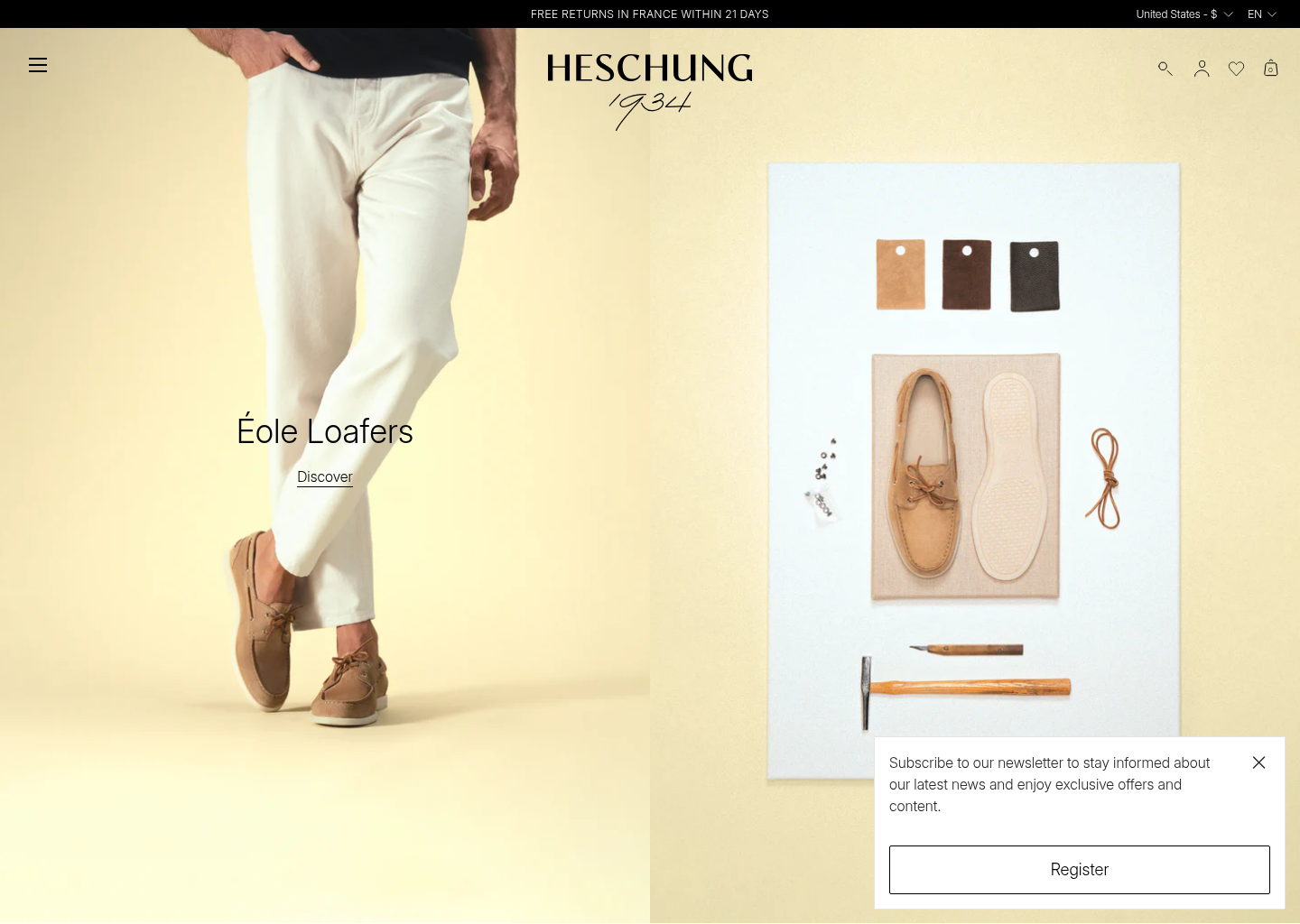 Heschung, fabricant français de chaussures depuis 1934– Heschung & Cie — website design on Landdding