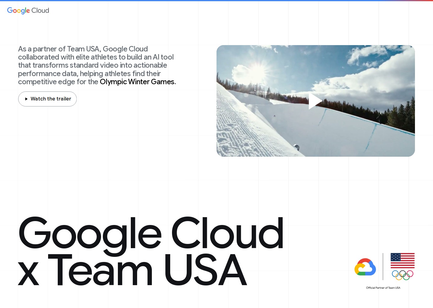 Google Cloud x Team USA — website design on Landdding