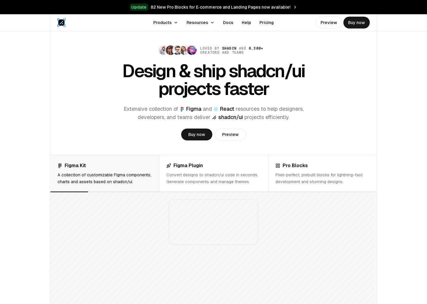 shadcn/ui kit for Figma, Pro Blocks & Templates — website design on Landdding