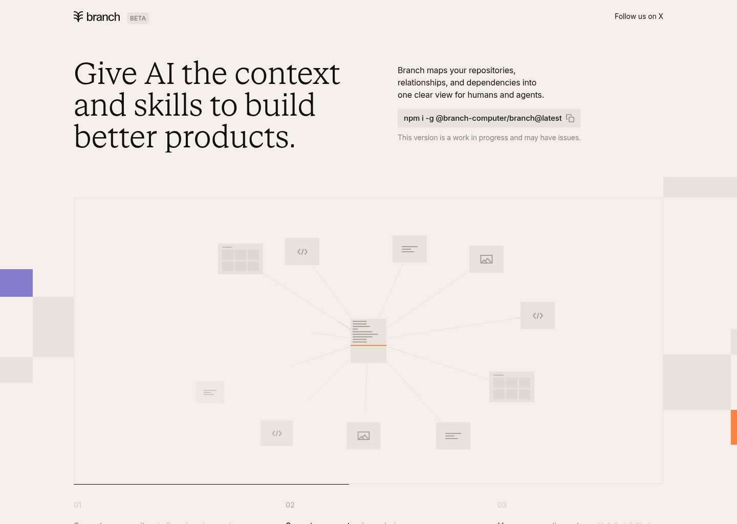 Branch — Give AI the context and skills to build better products — website design on Landdding