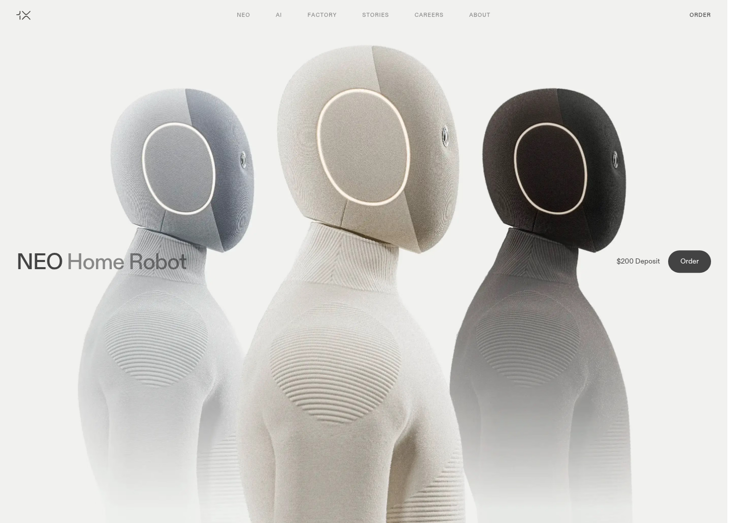 1X Technologies | Safe humanoids for the home — website design on Landdding
