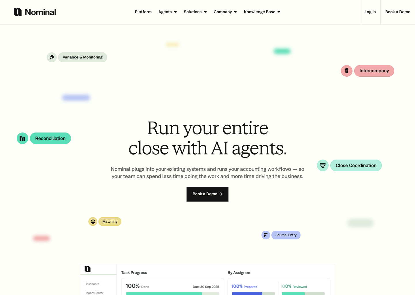 Nominal • Nominal | Agentic AI Platform That Runs Your Accounting — website design on Landdding