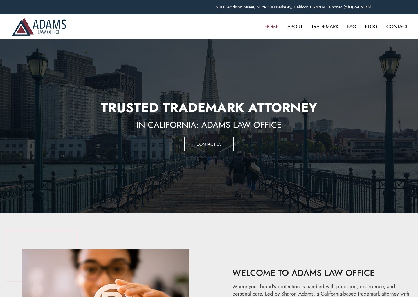 Trademark Attorney In California | Adams Law Office — website design on Landdding
