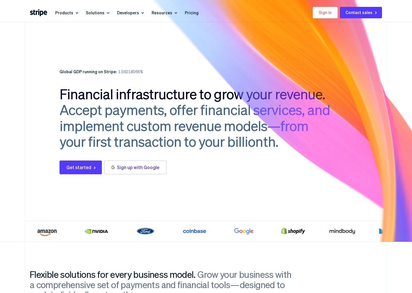 Stripe | Financial Infrastructure to Grow Your Revenue — website design on Landdding