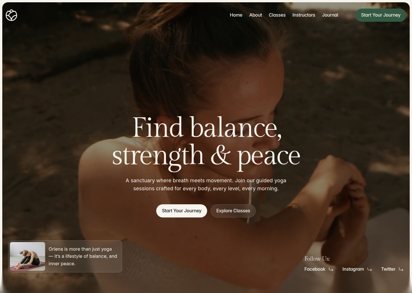 Orlena - Yoga and Wellness Academy Framer Template — website design on Landdding