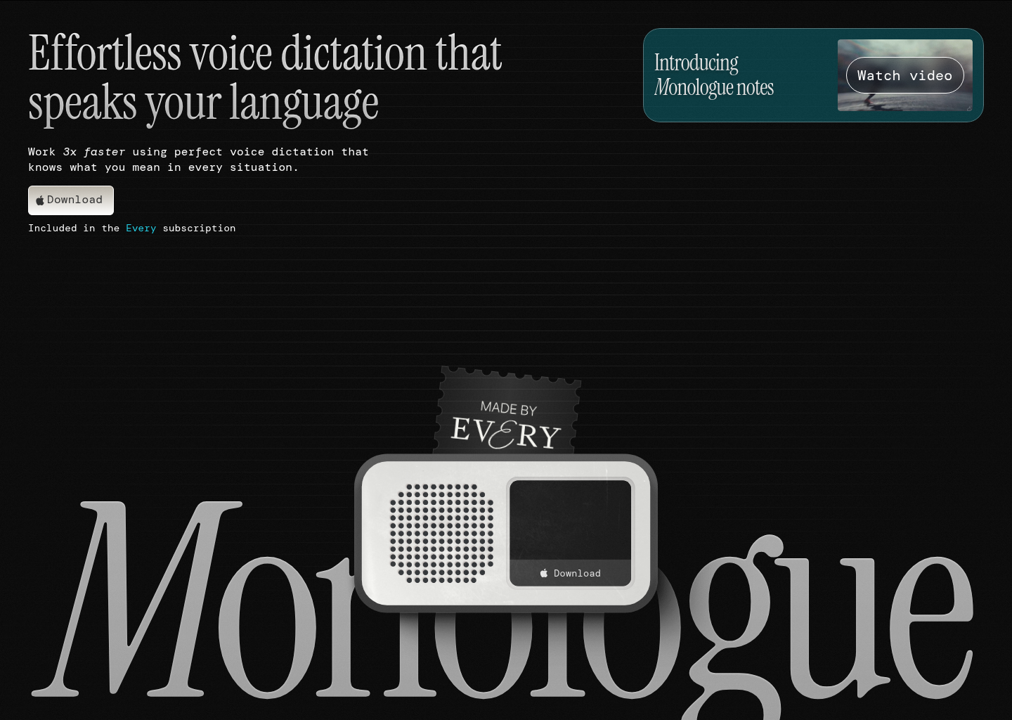 Monologue — website design on Landdding